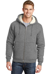 CornerStone® Heavyweight Sherpa-Lined Hooded Fleece Jacket - Grey - XS